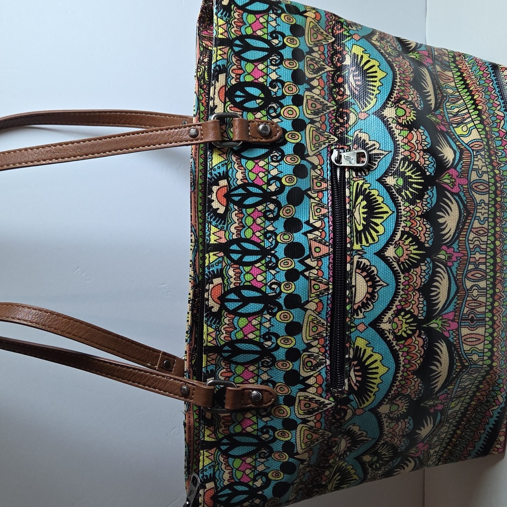 Sakroots Colorful Patterned Elephant Tote Bag with Matching Wallet - Picture 4 of 14